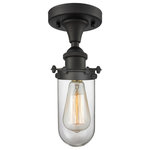 Innovations Lighting - Kingsbury 1-Light LED Flush Mount, Oil Rubbed Bronze, Glass: Clear - The Austere makes quite an impact. Its industrial vintage look transports you back in time while still offering a crisp contemporary feel. This sultry collection has a 180 degree adjustable swivel that allows for more depth of lighting when needed.