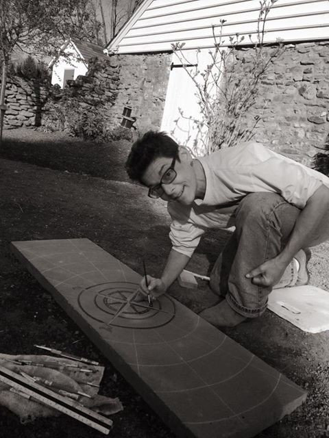 Bluestone carving - True North Garden Paver- In Process
