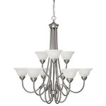 HomePlace - HomePlace 3229MN-220 Hometown - Nine Light Chandelier - Warranty: 1 Year Room Recommendation: DHometown Nine Light  Bronze Faux White Al *UL Approved: YES Energy Star Qualified: n/a ADA Certified: n/a  *Number of Lights: 9-*Wattage:60w Incandescent bulb(s) *Bulb Included:No *Bulb Type:E26 Medium Base *Finish Type:Bronze