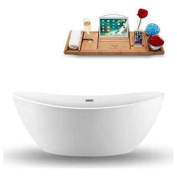 75" Streamline N940BNK Freestanding Tub and Tray With Internal Drain