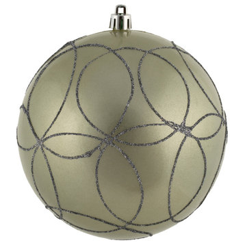 Candy Ornament With Circle Glitter Pattern , Limestone, 4.75"