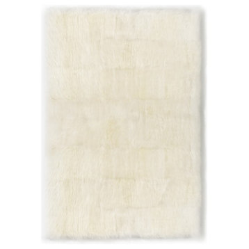 Longwool Sheepskin Straight Edge Rug, Ivory, 8'x11.5'