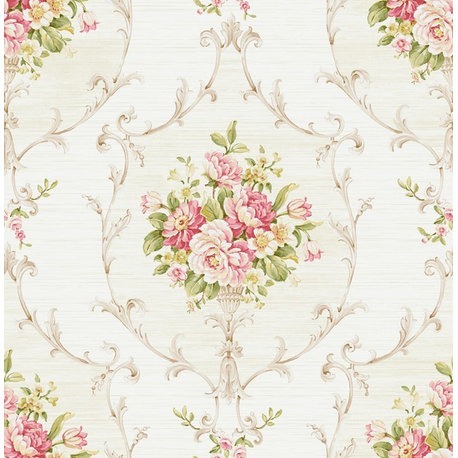 Seabrook wallpaper in Off White, Pink RG60601