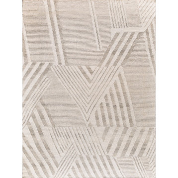 Scandinavian Handmade Hand Loomed Wool Gray/Ivory Area Rug, 9'x12'