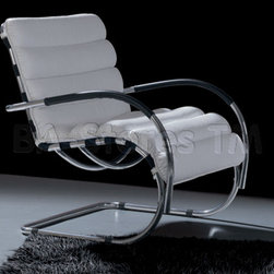 Verona White Leather Chair with Chrome Frame - Armchairs And Accent Chairs