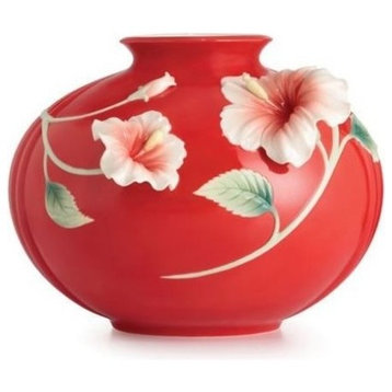 Island Beauty Hibiscus Porcelain Vase