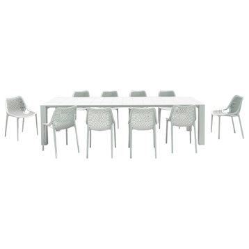 Air Extension Dining Set 11-Piece White