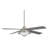 Minka Aire - Shade 56" Ceiling Fan Brushed Nickel Wet Silver Blade Cle - Shade Included: Yes Rod Length(s): 6 x 0.75 Hardwire of Plug?: Hardwire Number of Bulbs Used: 1 Type/Wattage of Bulbs: LED 15W Are bulbs included? Yes UL Listed: Yes