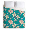 Deny Designs Rachelle Roberts Painted Poppy In Turquoise Duvet Cover - Lightweig