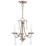 Livex Lighting - Daphne 3-Light Mini Chandelier, Brushed Nickel - Teardrop crystals add beauty and sophistication to the traditional styling of our Daphne collection. The subtle sparkle delivers bling in an understated way, nicely complementing whatever room decor you may have.