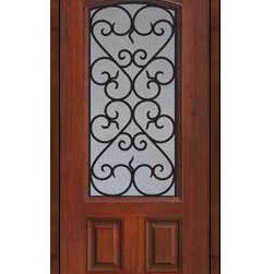 Single Door 80 Fiberglass Palermo 2 Panel Arch Lite GBG Glass - Front Doors