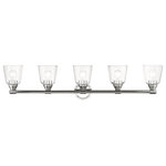 Livex Lighting - Catania 5-Light Polished Chrome Large Vanity Sconce - The clean and simple Catania vanity sconce features a polished chrome finish with hand blown clear glass. This sleek design will brighten up any bathroom.