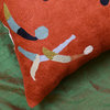 Kandinsky Orange Pillow Cover Biomorph Toss Pillows Hand Embroidered Wool 18x18"