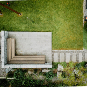Moderner Hausgarten mit Basaltlava