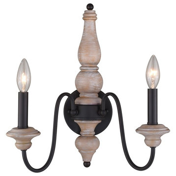 Vaxcel Georgetown 2-Light Wall Sconce W0335, Vintage Ash