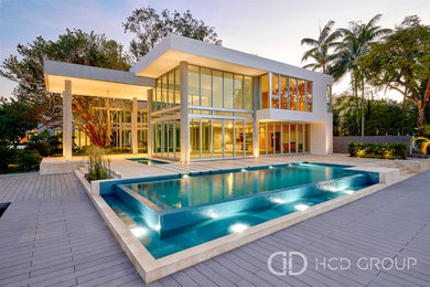 Example of a large minimalist exterior home design in Miami