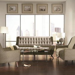 Coaster 3 Pieces Natalia Grey Retro Living Room Sofa Set - Living Room Furniture Sets