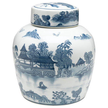 9" Blue & White Ginger Jar