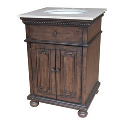 Antique 24 inch Single Sink Bathroom Vanity Cherry Brown Finish - Bathroom Vanities And Sink Consoles