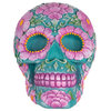 7.75" Blue and Pink Day of the Dead Skull Coin Bank