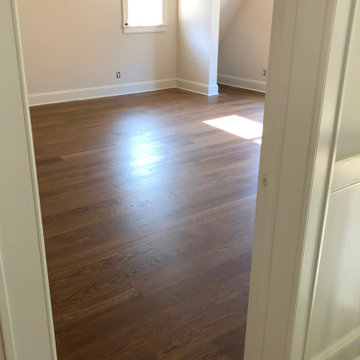 BELLE TERRE: 6" SELECT WHITE OAK INSTALLED & FINISHED W/ CUSTOM STAIN