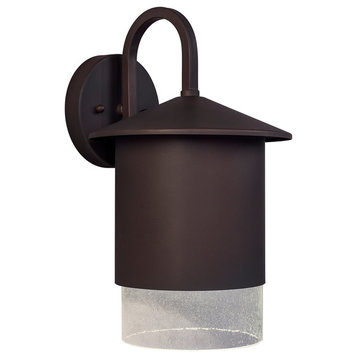 1 Light Outdoor Dark Sky Wall Lantern, Antique Bronze, Clear Seeded Glass