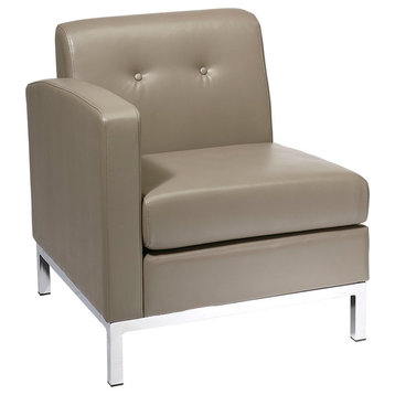 Wall Street Smoke Faux Gray Leather Arm Chair with Chrome Legs
