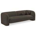 Meridian Furniture - Emory Boucle Fabric Upholstered Upholstered Sofa, Brown - The Emory Sofa draped in the rich brown boucle fabric is a sight to behold. Its captivating elegance is matched only by its comfort, making it the epitome of style and relaxation. The texture of the fabric adds depth and dimension to the sofa, making it a stunning addition to any room. With its sleek design and cozy feel, the Emory Sofa is the perfect place to unwind and indulge in a moment of pure luxury.