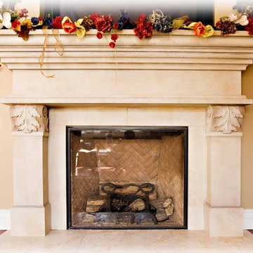 traditional stone fireplace, by Bay Area residential contractor