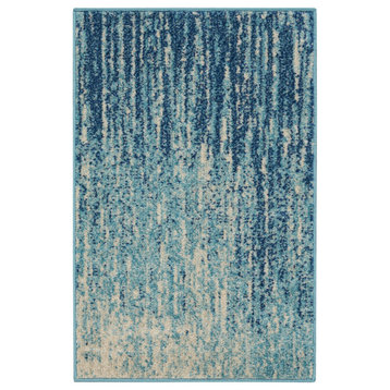 Nourison Passion Contemporary Abstract Area Rug, Navy/Light Blue, 1'10"x2'10"