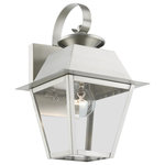 Livex Lighting - Wentworth 1 Light Brushed Nickel Outdoor Small Wall Lantern - With its appealing brushed nickel finish and clear glass, the stunning Mansfield collection will make an elegant addition to any outdoor space. Formed from solid brass & traditionally inspired, this downward hanging single-light outdoor small wall lantern is perfect for a driveway, back porch or entry way. Combining superb craftsmanship and affordable price, this fixture is sure to be a timeless addition to your home.