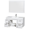 Amare 48" Glossy White Vanity, 46" Mirror, Acrylic Resin, Integrated