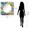 "Star" Square Beveled Wall Mirror on Free Floating Printed Tempered Art Glass