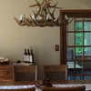 Whitetail Deer Oblong Antler Chandelier Light, Extra Large, Parchment Shades