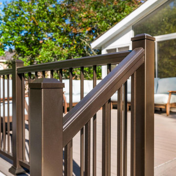 AZEK Reserve Collection Driftwood Decking & Express Universal Rail Bronze