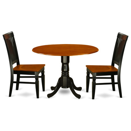 3-Piece Kitchen Table Set, A Kitchen Table, 2 Dining Chairs, Black/Cherry