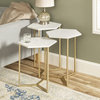 Marble and Gold Modern Hexagon Nesting Side End Table Set