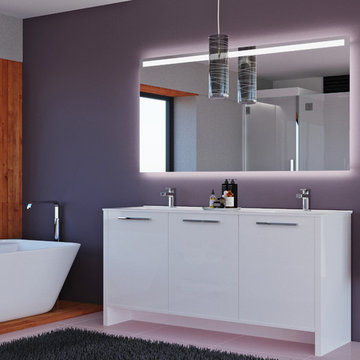 Benna 63 inch Freestanding Bathroom Vanity with Double Sink and LED Mirror