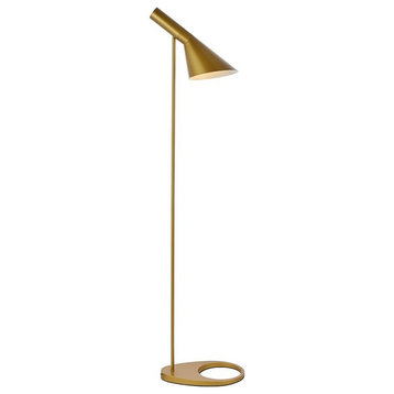 Living District Juniper 1-Light Modern Metal Floor Lamp in Brass