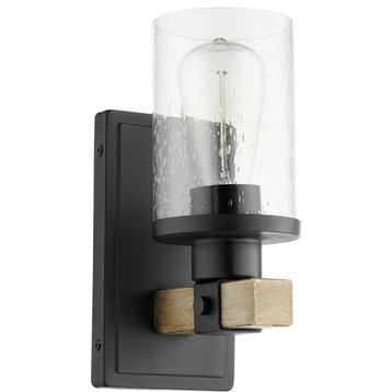 Quorum Alpine 10" Wall Sconce in Noir with Driftwood finish