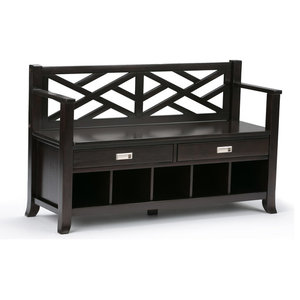 Modern Entryway Bench Pine Wood Flip Up Top Lid X Back And Side