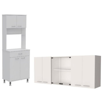 Home Square 2-Piece Set with Wall Cabinet and Pantry Cabinet in White
