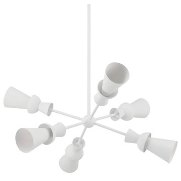 Florence 6 Light Chandelier Gesso White Frame White Shade