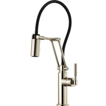 Brizo Litze Articulating Faucet, Knurled Handle, Polished Nickel