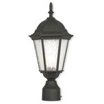 Livex Lighting - Outdoor Post-Top Lantern With Clear Water Glass, Textured Black - A decorative top and arm are paired with a simple six-sided frame in this textured black and clear water glass outdoor post lantern is constructed of cast aluminum.