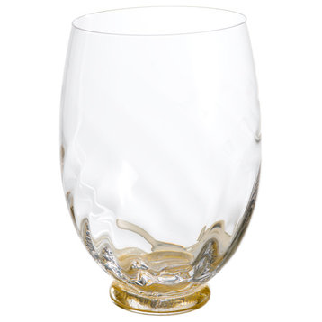 Elisa Wine Glass, Clear With Gold, Set of 4