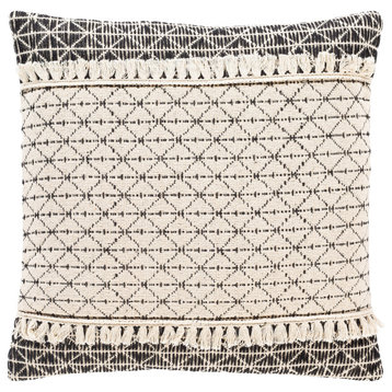 Justine JTI-001 Pillow Cover, Beige/Black, 18"x18", Pillow Cover Only