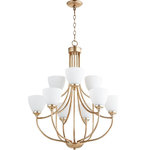 Quorum - Quorum 6059-9-60 Enclave - Nine Light 2-Tier Chandelier - Shade Included: TRUE* Number of Bulbs: 9*Wattage: 60W* BulbType: Medium Base* Bulb Included: No