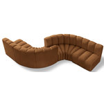 Meridian Furniture - Arc Velvet Upholstered 6-Pc. Facing Modular Sectional, Saddle - Give your living room or den the perfect blend of style and versatility with this Arc velvet fabric curved modular Sectional. Part of the Arc modular furniture collection, this Sectional comes upholstered in rich saddle velvet fabric and features deep channel tufting that adds a touch of luxury while enhancing comfort and support. A seamless combination of form and function, this chair can be used with other Arc pieces to create a myriad of configurations in your well-curated room.