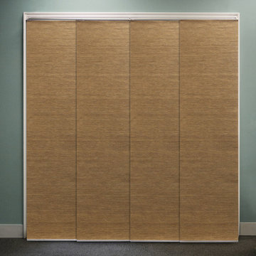 Lattice Latte (Privacy & Natural Woven) - Panel Track Blinds